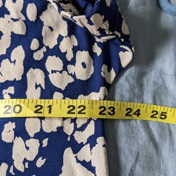 MASAI Abstract Animal Print Top in Blue and Cream Dolman Sleeve Elastic sleeve M - Picture 10 of 14